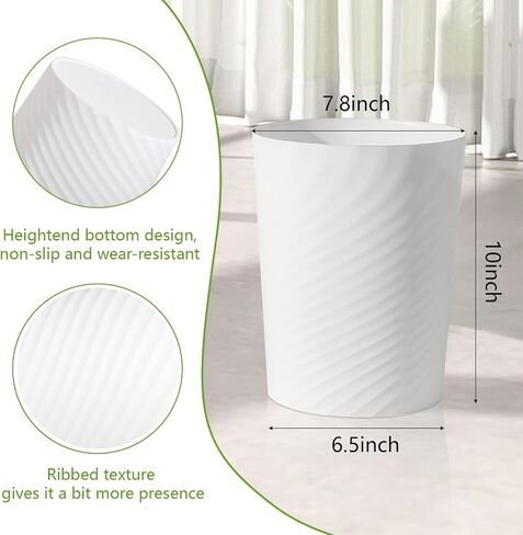 UUJOLY Bathroom Small Trash Can with Trash Bag Plastic Garbage Can Round Waste Basket for Bathrooms, Laundry Room, Kitchens, Offices, Kids Rooms, Dorms, 1.8 Gallons, 3 Pack (White) in Kuwait