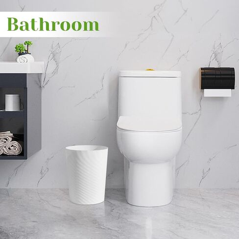 UUJOLY Bathroom Small Trash Can with Trash Bag Plastic Garbage Can Round Waste Basket for Bathrooms, Laundry Room, Kitchens, Offices, Kids Rooms, Dorms, 1.8 Gallons, 3 Pack (White) in Kuwait