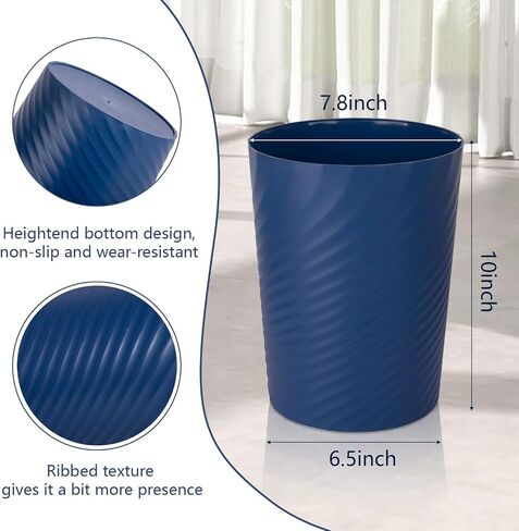 UUJOLY Bathroom Small Trash Can with Trash Bag Plastic Garbage Can Round Waste Basket for Bathrooms, Laundry Room, Kitchens, Offices, Kids Rooms, Dorms, 1.8 Gallons, 3 Pack (White) in Kuwait
