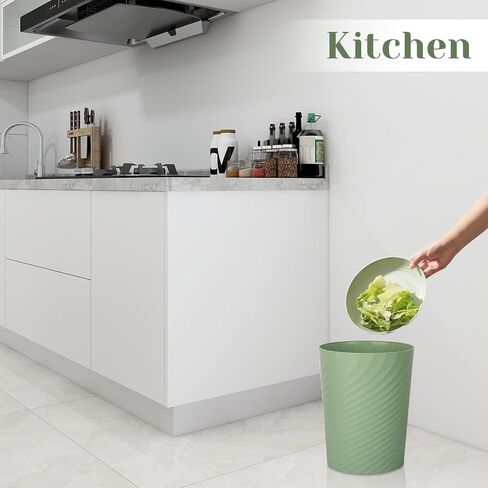 UUJOLY Bathroom Small Trash Can with Trash Bag Plastic Garbage Can Round Waste Basket for Bathrooms, Laundry Room, Kitchens, Offices, Kids Rooms, Dorms, 1.8 Gallons, 3 Pack (White) in Kuwait