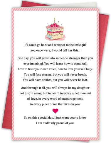 Inspirational Birthday Card for Daughter, Poem Birthday Card from Mom Dad, 18th 21st 30th 40th 50th Birthday Gift Ideas for Daughter in Saudi Arabia