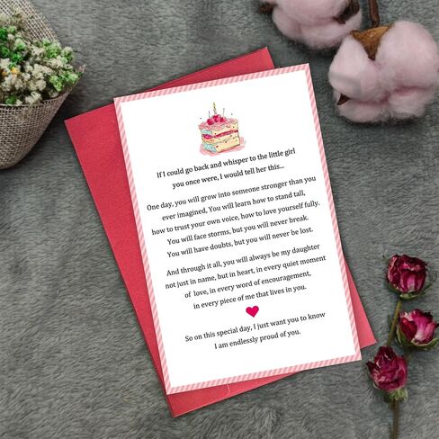 Inspirational Birthday Card for Daughter, Poem Birthday Card from Mom Dad, 18th 21st 30th 40th 50th Birthday Gift Ideas for Daughter in Saudi Arabia