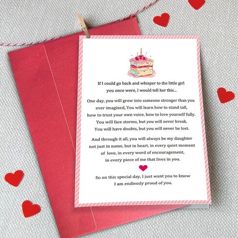 Inspirational Birthday Card for Daughter, Poem Birthday Card from Mom Dad, 18th 21st 30th 40th 50th Birthday Gift Ideas for Daughter in Saudi Arabia