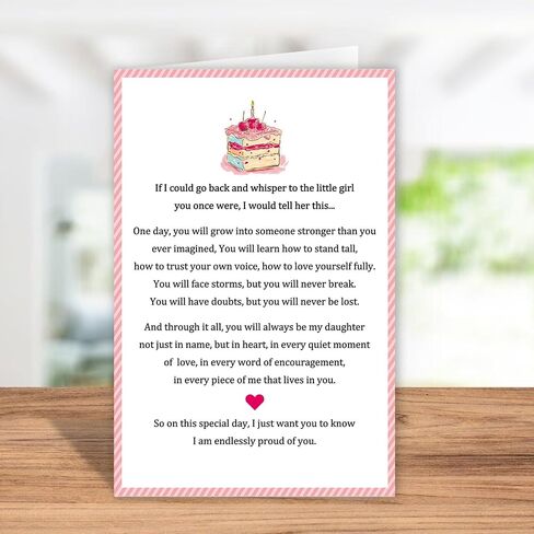 Inspirational Birthday Card for Daughter, Poem Birthday Card from Mom Dad, 18th 21st 30th 40th 50th Birthday Gift Ideas for Daughter in Saudi Arabia