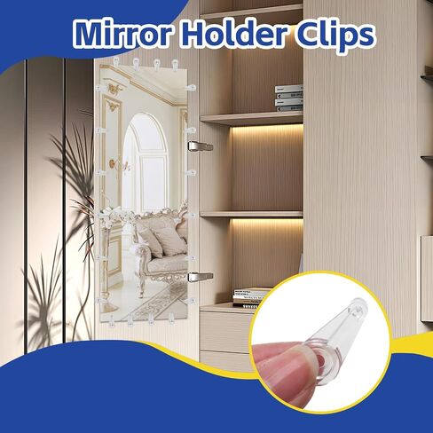 مقاطع معلقة مرآة 25pcs ، مقاطع تجنيب زجاجية ، مقاطع تصاعد المرآة البلاستيكية معلقة أجهزة لتثبيت باب خزانة زجاجية (واضح) in Kuwait