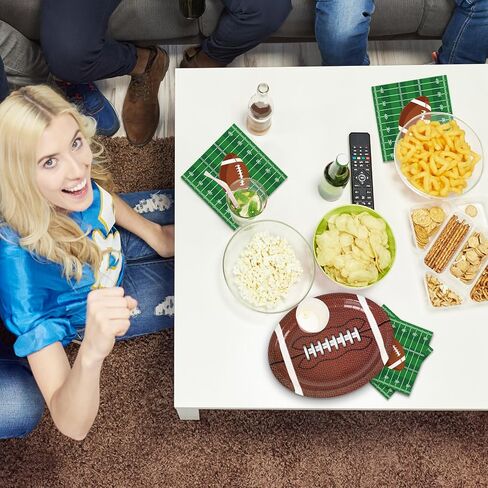 Football Oval Paper Plates and Napkins Football Party Supplies 11" Heavy Duty Football Paper Food Tray Dinnerware for Super Football Bowl Sports Birthday Game Day Party Decor,25 Guests in Saudi Arabia