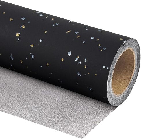 Wrapaholic 30 بوصة jumbo لفة ورق التغليف الأسود - 30 بوصة × 16.5 قدم - تصميم الذهب الأسود مع لمسة حريرية مثالية لعيد الميلاد ، والعطلة ، والاستحمام الطفل in Kuwait
