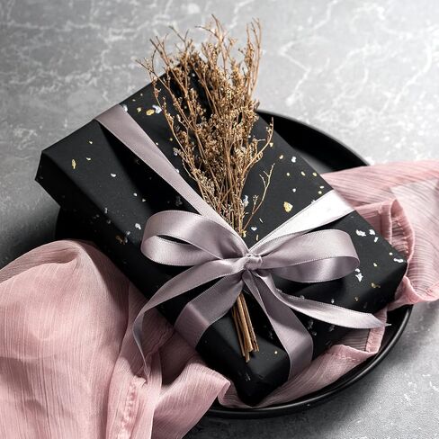 Wrapaholic 30 بوصة jumbo لفة ورق التغليف الأسود - 30 بوصة × 16.5 قدم - تصميم الذهب الأسود مع لمسة حريرية مثالية لعيد الميلاد ، والعطلة ، والاستحمام الطفل in Kuwait