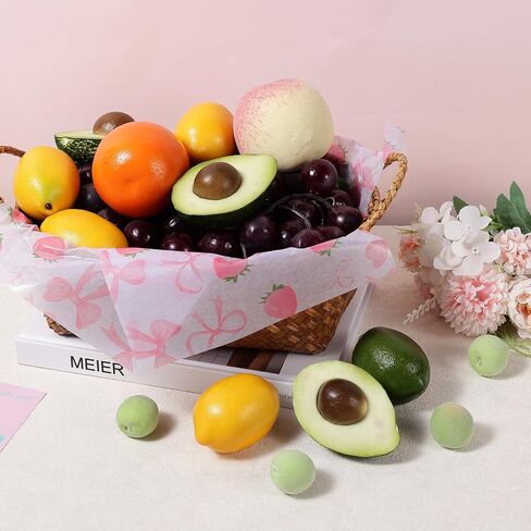 150 Pcs Pink Bow Strawberry Wax Paper Sheets for Food Deli, 9.8 x 8.3 inch Pink Bow Strawberry Greaseproof Wrapping Paper for Sandwich Picnic Basket Liner Birthday Shower Party Supplies in Saudi Arabia
