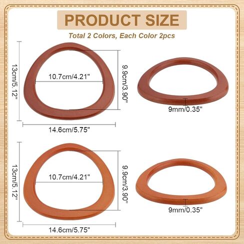 PH PandaHall 4PCS D Shape Purse Handle, 2 Colors Wooden Bag Handle Replacement Decorative Bag Handles Smooth Handbag Handle for Summer Straws Beach Handbags Macrame Crocheted Purse Making in Saudi Arabia
