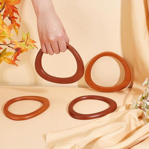 PH PandaHall 4PCS D Shape Purse Handle, 2 Colors Wooden Bag Handle Replacement Decorative Bag Handles Smooth Handbag Handle for Summer Straws Beach Handbags Macrame Crocheted Purse Making in Saudi Arabia