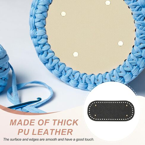 MECCANIXITY 2Pcs Crochet Bag Bottom, 5.9"x11.8" Oval Purse Bottom Leather Bag Bottom Shaper Pad with Holes Knitting Crochet Bag Cushion Base for DIY Handbag Purse Making Supplies, Light Brown in Saudi Arabia