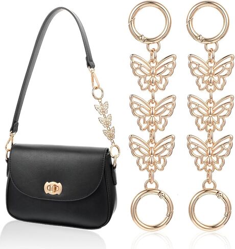 Classicseali 2pcs Purse Chain Extender,Metal Butterfly Purse Strap Extender,Strong and Durable, Butterfly Bag Strap Extenders, for Handbags, Shoulder Bags, Luggage, Basket Decoration, Gold in Saudi Arabia