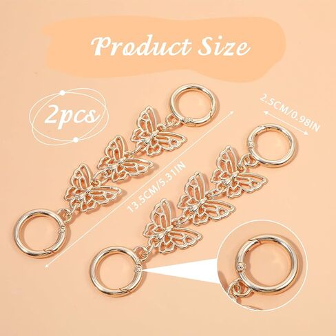 Classicseali 2pcs Purse Chain Extender,Metal Butterfly Purse Strap Extender,Strong and Durable, Butterfly Bag Strap Extenders, for Handbags, Shoulder Bags, Luggage, Basket Decoration, Gold in Saudi Arabia