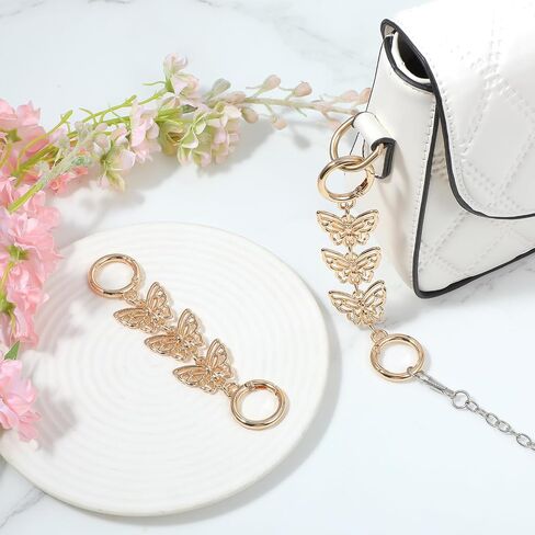 Classicseali 2pcs Purse Chain Extender,Metal Butterfly Purse Strap Extender,Strong and Durable, Butterfly Bag Strap Extenders, for Handbags, Shoulder Bags, Luggage, Basket Decoration, Gold in Saudi Arabia