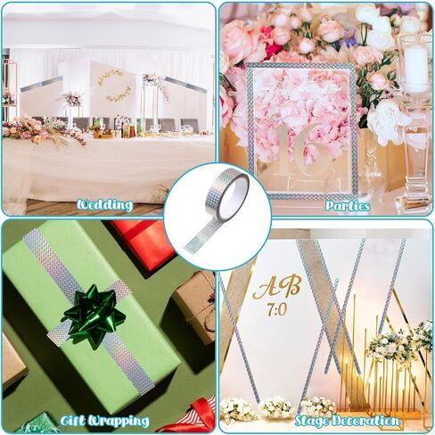 Reflective Holographic Adhesive Tape, Reflective Tape for Birds, Holographic Ribbon, Self-Adhesive Bird Scare Ribbon for Keep Birds Away, DIY Crafts, Daily Home Use(1inch 54 Yard) in Saudi Arabia