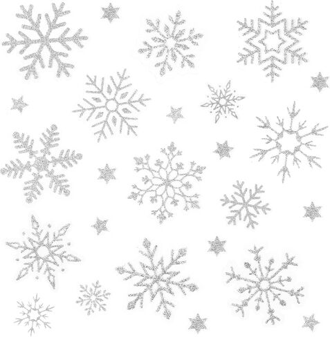 5sheets Glitter Sliver Snowflake Stickers for Crafts Cards Envelopes 225pcs Transparent Winter Snowflake Star Stickers for Scrapbooking Art Project Gift Package (Silver) in Kuwait