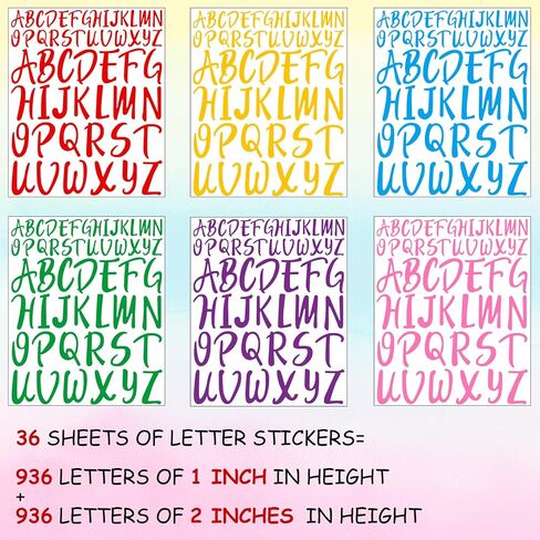 Bemeol 1872 Pieces Letter Stickers 36 Sheet Self Adhesive Stick on Letters Capital Alphabet Sticker Letter for Bulletin Board Classroom Craft Home Decor(1 Inch,2 Inch) in Saudi Arabia