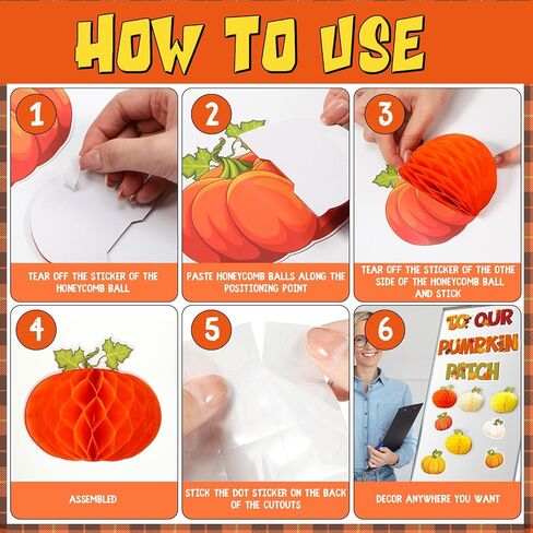 Qilery Fall Bulletin Board Decorations Classroom Fall Autumn Welcome Pumpkin Patch Bulletin Boards Letters Borders Cutouts with Colorful 3D Honeycomb Pumpkins Thanksgiving Back to School Door Decor in Saudi Arabia