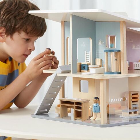 Garneck Dollhouse Miniature Office Computer Desk Table with Mouse and Keyboard 1：12 Scale Small Writing Desk Wood Miniature Fairy Garden House Furniture Decoration in Saudi Arabia