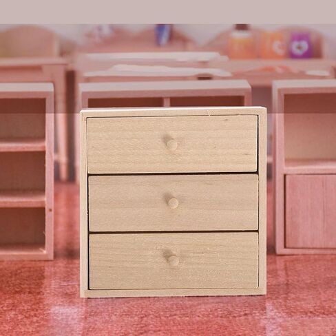 Mini Doll House Bookcitice Playset Accessories - Miniature Wood Bookshelf & Cabinet Room Room Unit in Kuwait