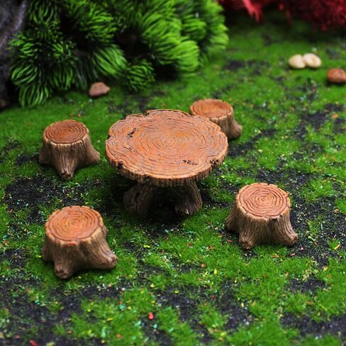 6 Pcs Fairy Garden Accessories Outdoor Miniature Table and Chairs Set Mini Resin Furniture Ornaments Kit Micro Landscape Decor for DIY Craft Gift Dollhouse Succulents Home Decoration in Kuwait