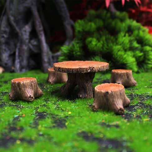 6 Pcs Fairy Garden Accessories Outdoor Miniature Table and Chairs Set Mini Resin Furniture Ornaments Kit Micro Landscape Decor for DIY Craft Gift Dollhouse Succulents Home Decoration in Kuwait