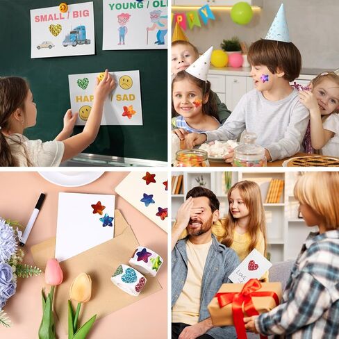 1000 PCS ملصقات نجوم ملونة وملصقات القلب مجموعة 1 بوصة ملصقات المكافآت المجسمة للسلوك مخطط DIY مكافآت هدية هدية مخطط الطالب ومدرسة لوازم مدرس (2 رول) in Saudi Arabia