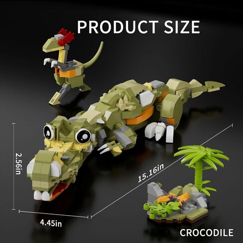 2 في 1 مجموعة من بيروسوريا و Crocodile Dinosaur World Park ، مجموعات ألعاب Dino Blocks للأولاد ، عمرها 6 سنوات من العمر in Saudi Arabia