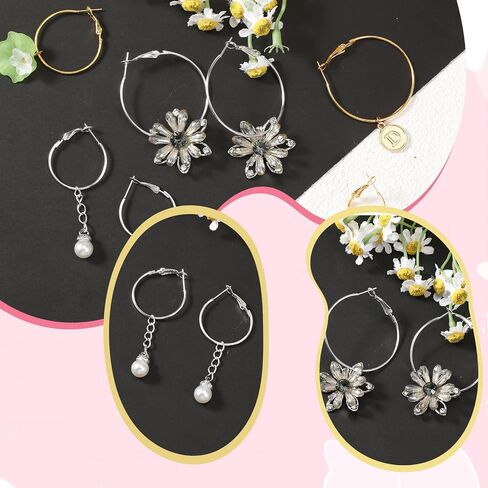 32pcs نتائج أقراط Hoop ، حلقة قرط مستديرة ، إكسسوارات أقراط مفتوحة ، تصنع المجوهرات Make DIY 20 مم 25 مم 30 مم- الذهب والفضة in Saudi Arabia
