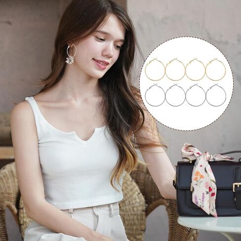 32pcs نتائج أقراط Hoop ، حلقة قرط مستديرة ، إكسسوارات أقراط مفتوحة ، تصنع المجوهرات Make DIY 20 مم 25 مم 30 مم- الذهب والفضة in Saudi Arabia