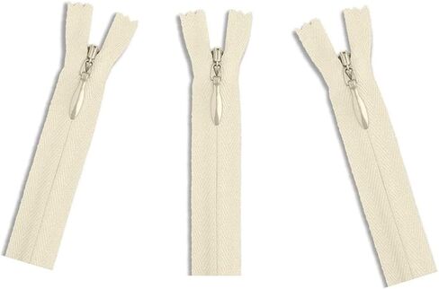 YKK #3 Invisible (Conceal) Zippers - Perfect for Clothes, Crafts, & Sewing Projects - Color: Natural #801 - Choose Your Length - Made in The United States (3 Zippers Per Pack) (Invisible - 30" Inches) in Saudi Arabia