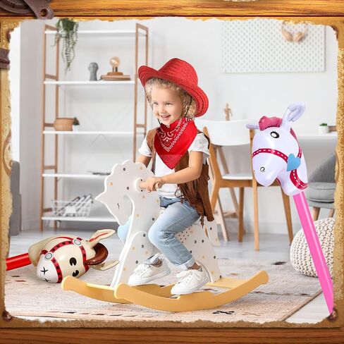 36 Pcs Cowboy Party Costume Set, Cowboy Hats Paisley Bandanas Inflatable Stick Horses for Kids Party Supplies in Saudi Arabia