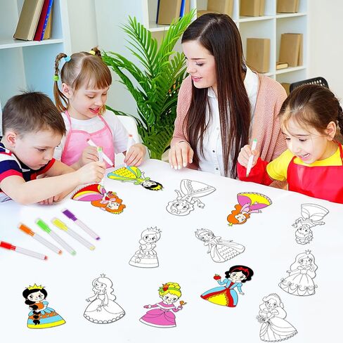 30Pcs Color Your Own Princess Suncatcher Craft Kit Princess Painting Window Art Clings DIY Coloring Glass & Mirror Craft Kit Back to School Classroom Party Activity decor Coloring Games Gifts for Kids in Saudi Arabia