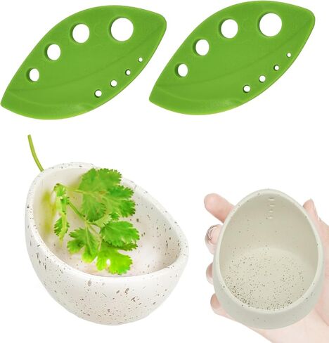 Bottery Herb Stripper Bowl ، متجرد عشب سيراميك مصنوع يدويًا مع أداتين ، ثقوب مختلفة للأحجام للبقدونس ، روزماري ، خضراء الكرات ، أدوات المطبخ لفصل الأوراق والسيقان (مجموعة من 3 قطع) in Kuwait