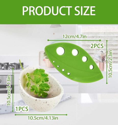 Bottery Herb Stripper Bowl ، متجرد عشب سيراميك مصنوع يدويًا مع أداتين ، ثقوب مختلفة للأحجام للبقدونس ، روزماري ، خضراء الكرات ، أدوات المطبخ لفصل الأوراق والسيقان (مجموعة من 3 قطع) in Kuwait