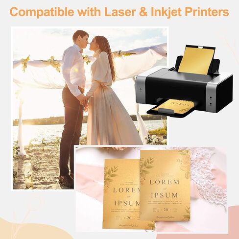 بطاقات Shimmer 28 ورقة 8.5x11 ، ورقة وميض ذهبية 250gsm للاستراكة ، الحرف اليدوية ، دعوات الزفاف ، قطع الكريكوت-الوزن الثقيل للبطاقات والزخارف (فلاش غرامة) in Kuwait
