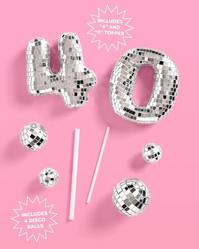 xo, Fetti 40th Birthday Disco Cake Topper - 6 pcs | Groovy Bday Party, Forty Supplies, Cute Boogie Decorations, 40 Dancing Queen in Saudi Arabia