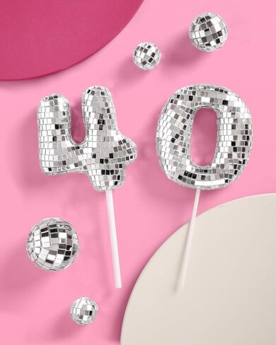 xo, Fetti 40th Birthday Disco Cake Topper - 6 pcs | Groovy Bday Party, Forty Supplies, Cute Boogie Decorations, 40 Dancing Queen in Saudi Arabia