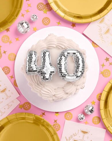 xo, Fetti 40th Birthday Disco Cake Topper - 6 pcs | Groovy Bday Party, Forty Supplies, Cute Boogie Decorations, 40 Dancing Queen in Saudi Arabia