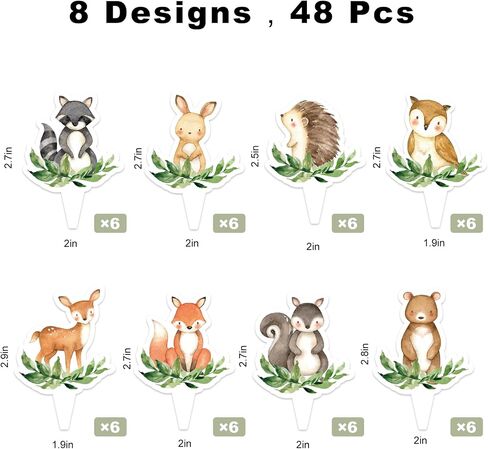 482pcs Woodland Animal Cupcake Topcake Forest Cake Cake Topper Picks Table Protection لعيد ميلاد الطفل ، 8 تصميم in Saudi Arabia
