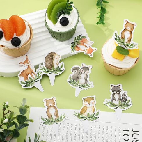 482pcs Woodland Animal Cupcake Topcake Forest Cake Cake Topper Picks Table Protection لعيد ميلاد الطفل ، 8 تصميم in Saudi Arabia