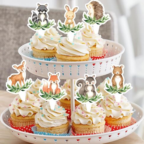 482pcs Woodland Animal Cupcake Topcake Forest Cake Cake Topper Picks Table Protection لعيد ميلاد الطفل ، 8 تصميم in Saudi Arabia
