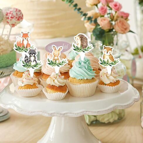 482pcs Woodland Animal Cupcake Topcake Forest Cake Cake Topper Picks Table Protection لعيد ميلاد الطفل ، 8 تصميم in Saudi Arabia