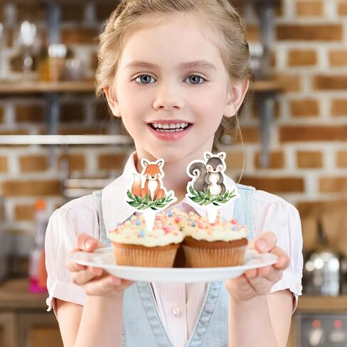 482pcs Woodland Animal Cupcake Topcake Forest Cake Cake Topper Picks Table Protection لعيد ميلاد الطفل ، 8 تصميم in Saudi Arabia
