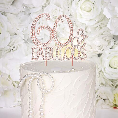 Rose Gold 50 & FABULOUS Cake Topper Rhinestones Cake Decorations for 50th Birthday Party in Kuwait