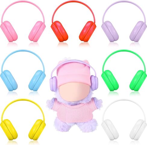 7 Pcs Miniature Headphones for 17 cm Doll Multiple Colors Cute Doll Dress up Headphones Toy Costume Accessories for 15 - 18cm Dolls in Saudi Arabia