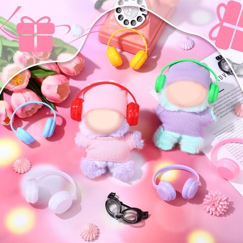 7 Pcs Miniature Headphones for 17 cm Doll Multiple Colors Cute Doll Dress up Headphones Toy Costume Accessories for 15 - 18cm Dolls in Saudi Arabia