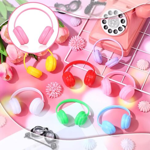 7 Pcs Miniature Headphones for 17 cm Doll Multiple Colors Cute Doll Dress up Headphones Toy Costume Accessories for 15 - 18cm Dolls in Saudi Arabia