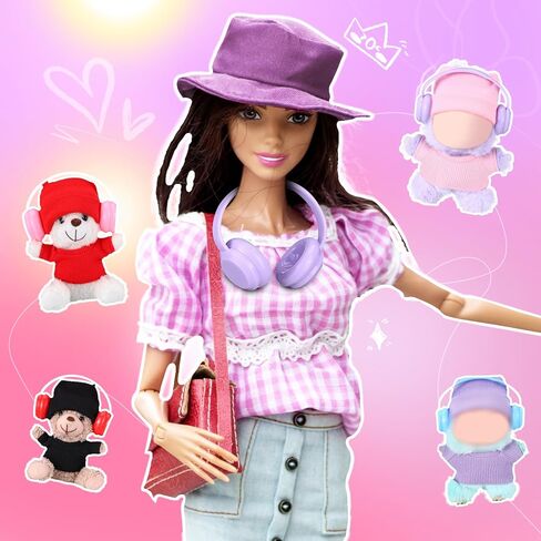 7 Pcs Miniature Headphones for 17 cm Doll Multiple Colors Cute Doll Dress up Headphones Toy Costume Accessories for 15 - 18cm Dolls in Saudi Arabia